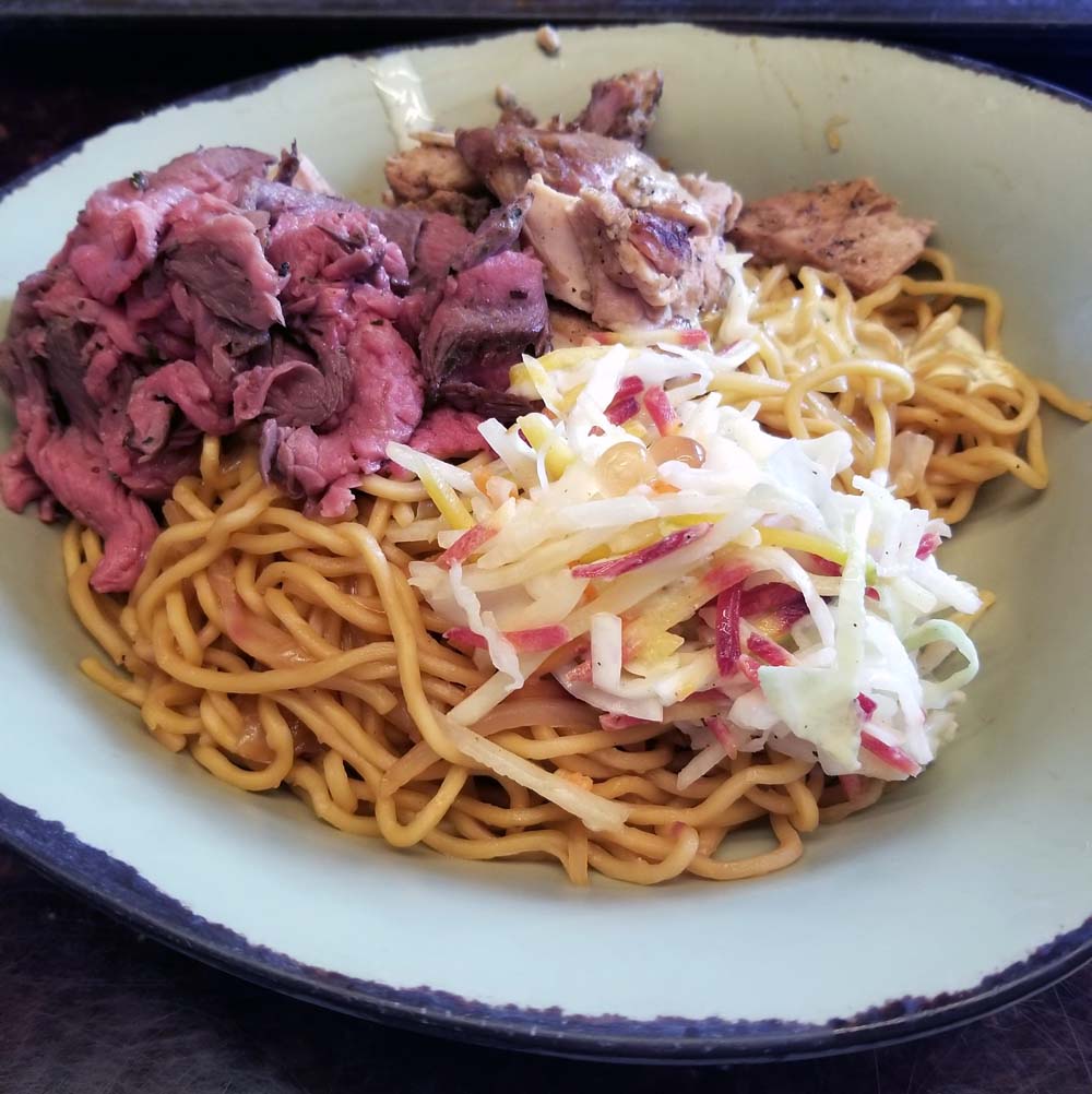 Satu'li Canteen Chicken and beef noodle bowl with slaw