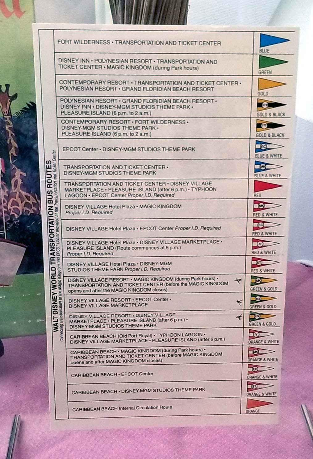 Disney Bus sign reference guide