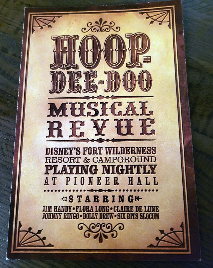 the front side of the Hoop-Dee-Doo Revue menu