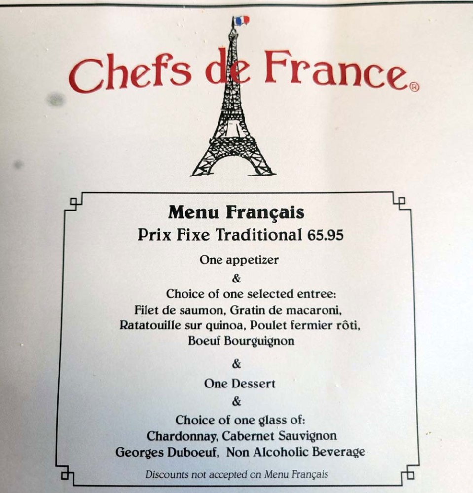 Chefs de France menu